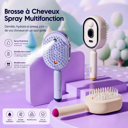 Brosse Vapeur 3-en-1 – Soin, Démêlage & Lissage