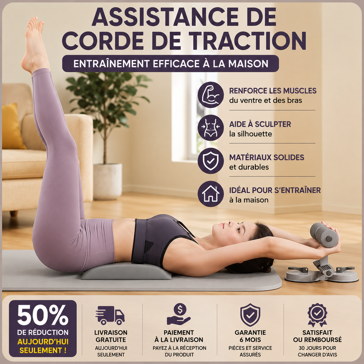 Entraîneur d'Abdominaux Multifonction à Double Ventouse
