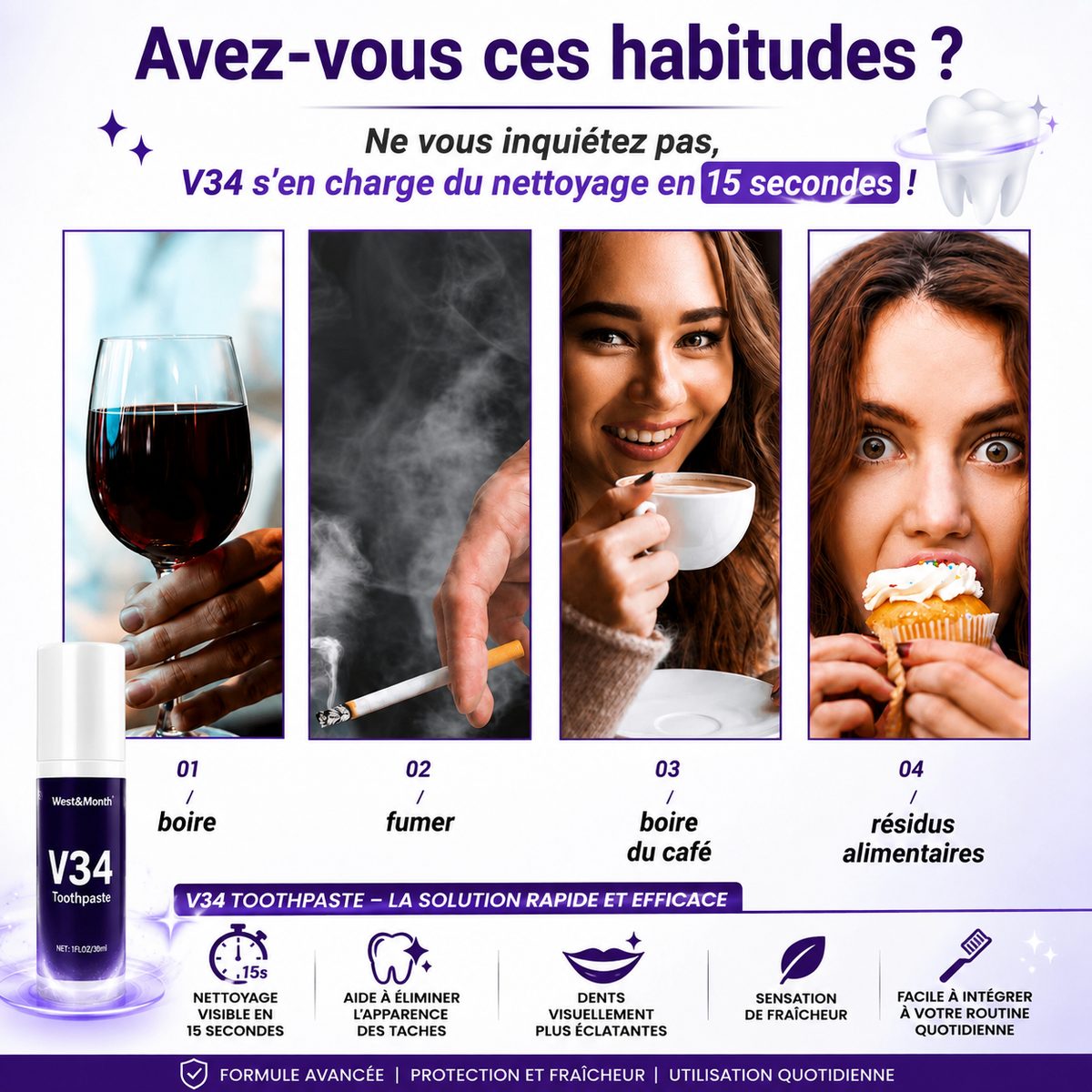 🦷 V34 – Dentifrice Correcteur de Couleur