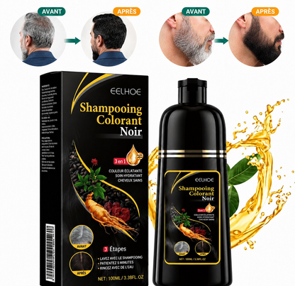 Shampoing Colorant Noir 3 en 1 – Cheveux & Barbe