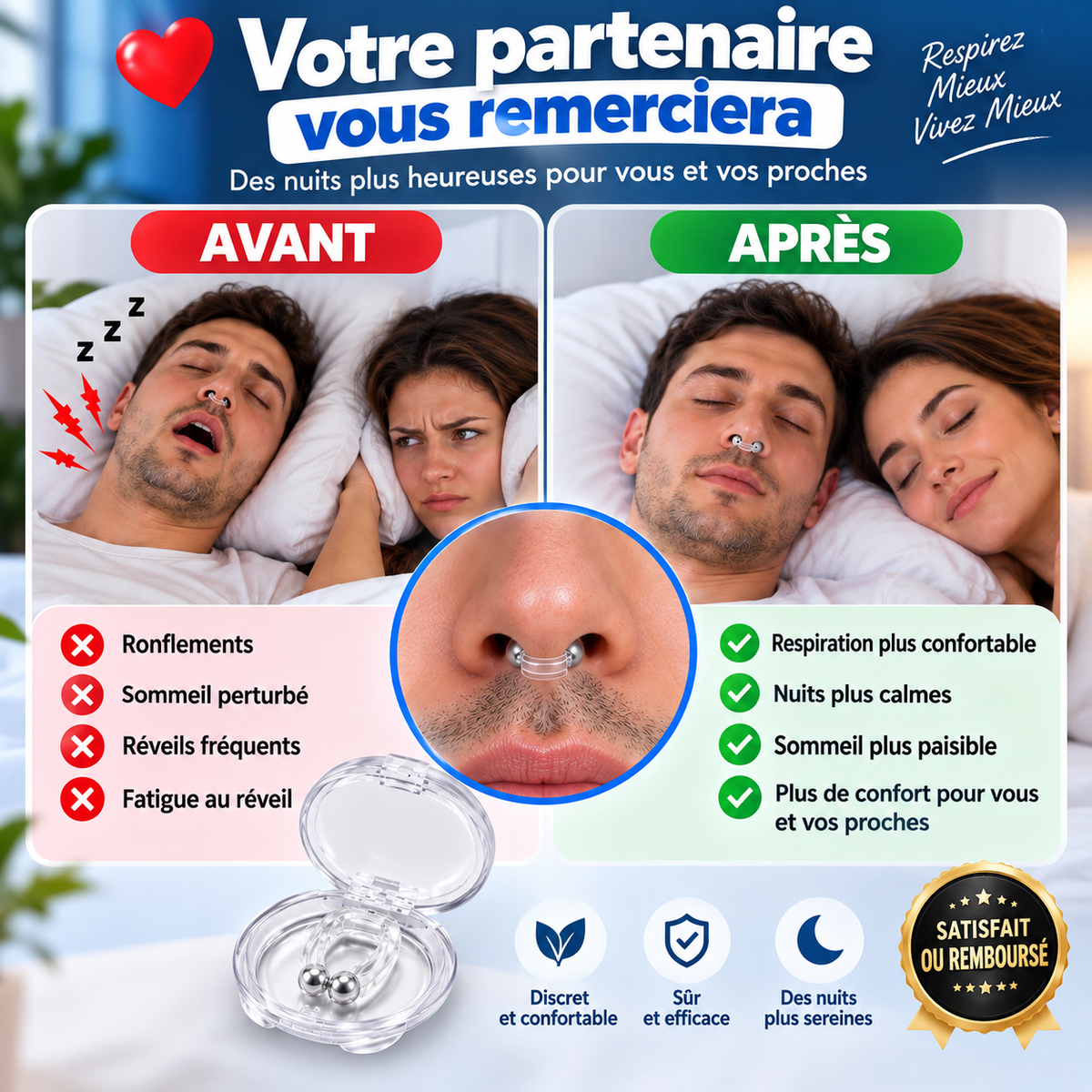 Pince Anti-Ronflement Magnétique
